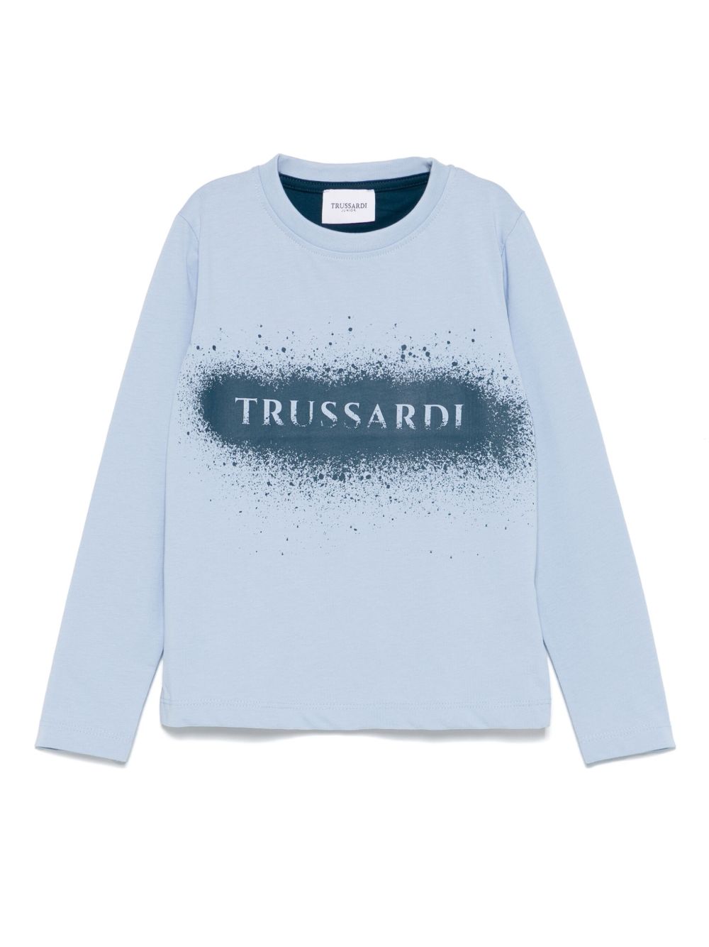 TRUSSARDI JUNIOR 泼漆效果细节T恤 - 蓝色
