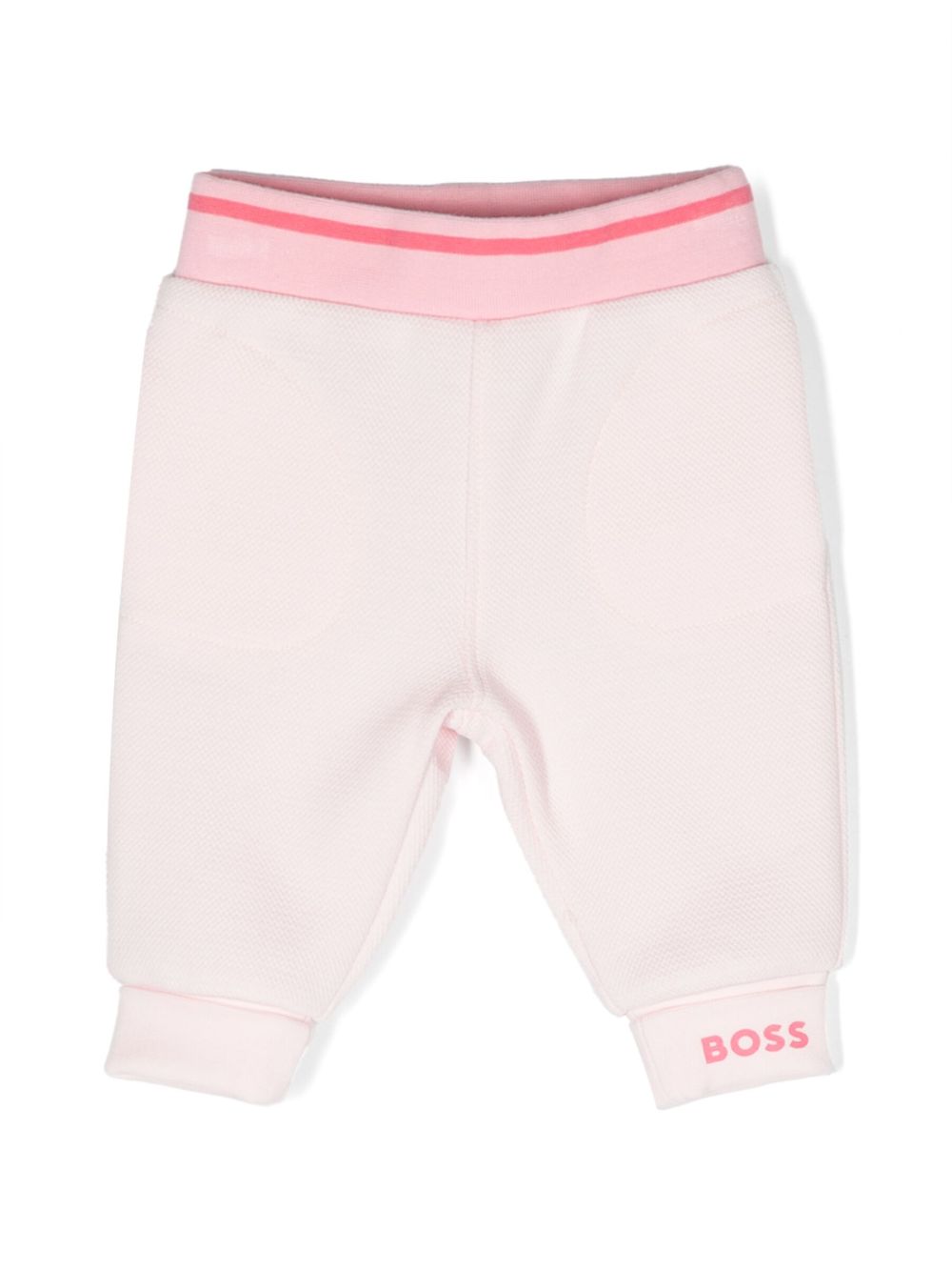 BOSS Kidswear logo印花珠地布长裤 - 粉色