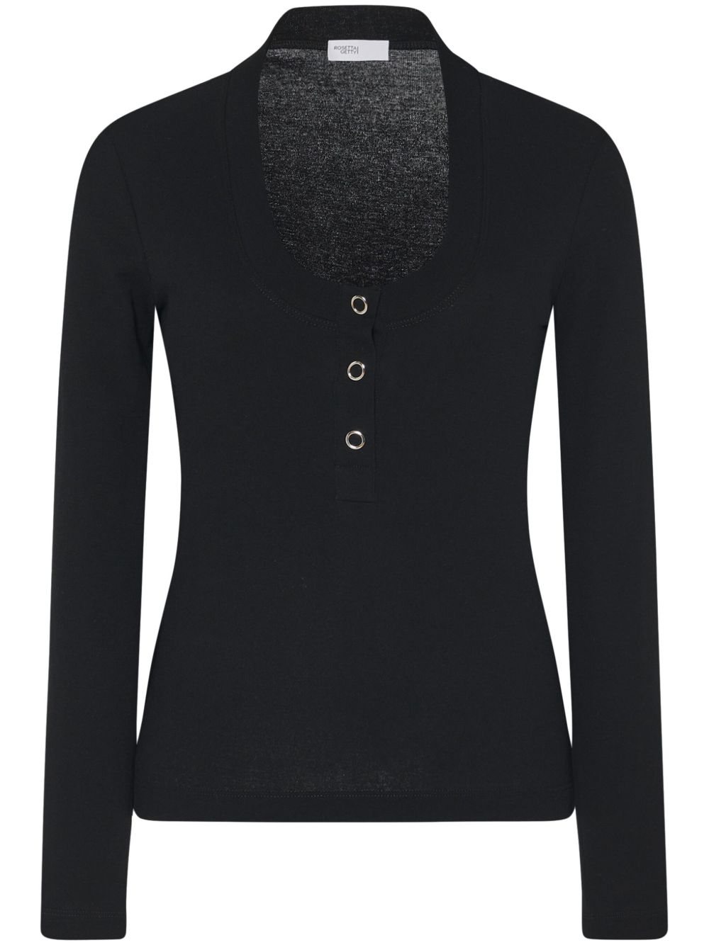Rosetta Getty Henley 罗纹针织上衣 - 黑色