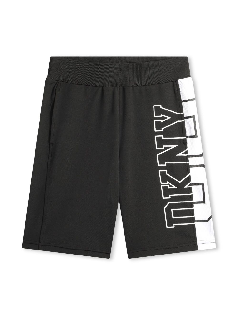 Dkny Kids logo印花拼色百慕大短裤 - 黑色