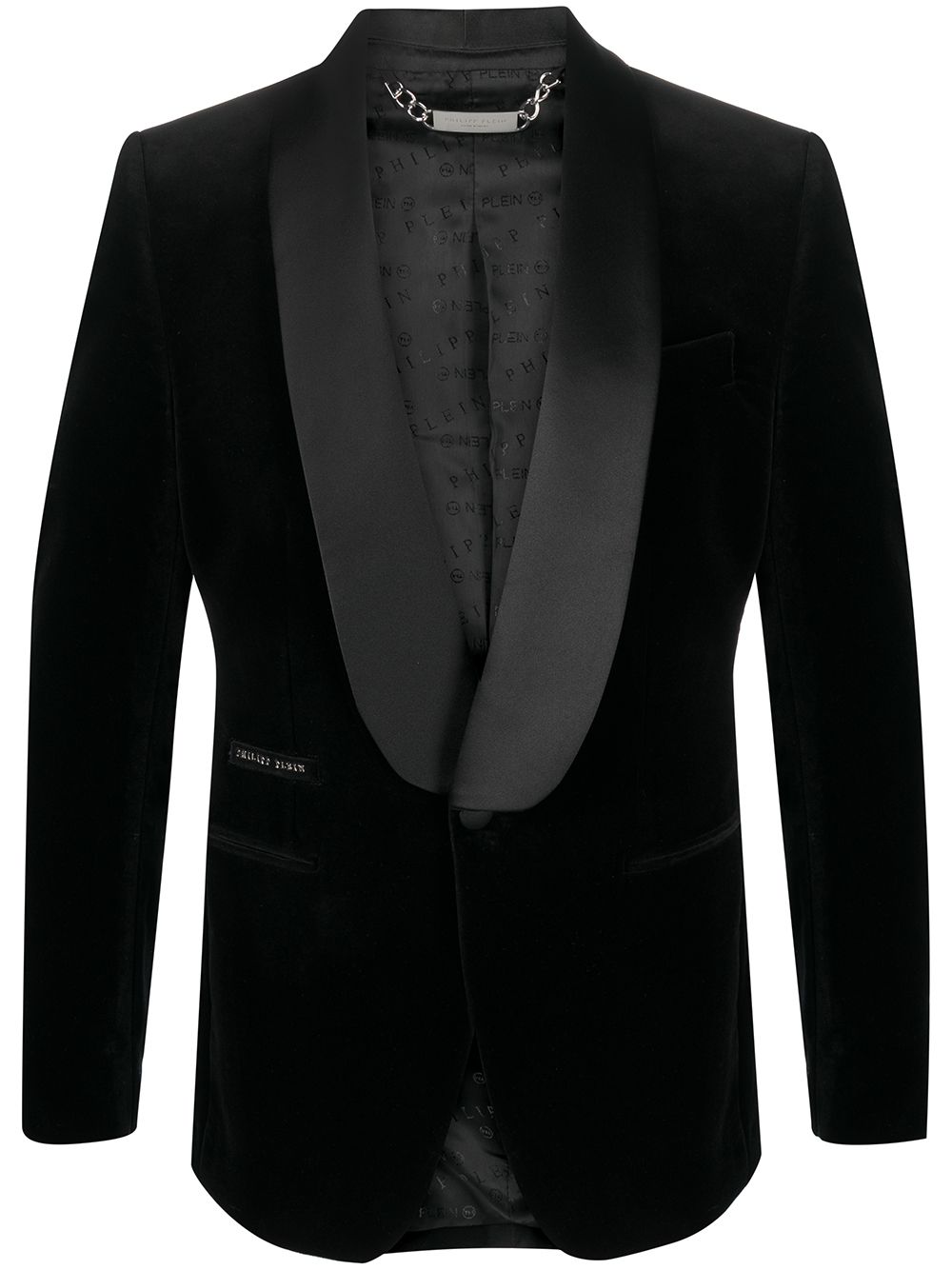 Philipp Plein Elegant 丝绒效果西装夹克 - 黑色
