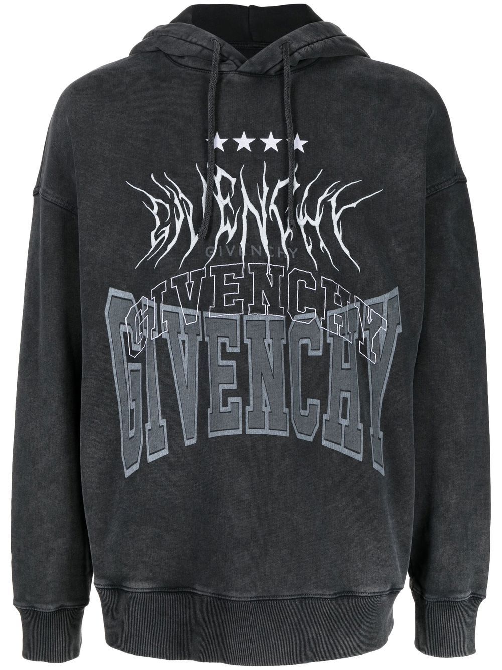 Givenchy logo刺绣抽绳连帽衫 - 黑色