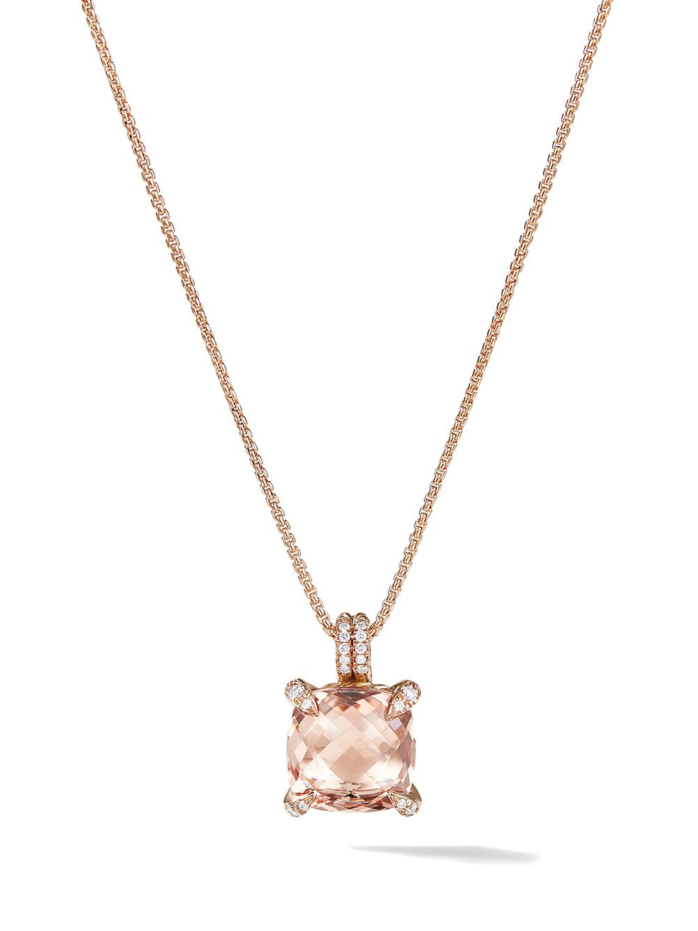 David Yurman Chatelaine 18K玫瑰金钻石吊饰项链 - 金色