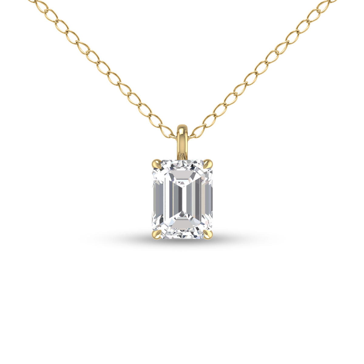 Lab Grown 1/2 Carat Emerald Solitaire Diamond Pendant in 14K Yellow Gold