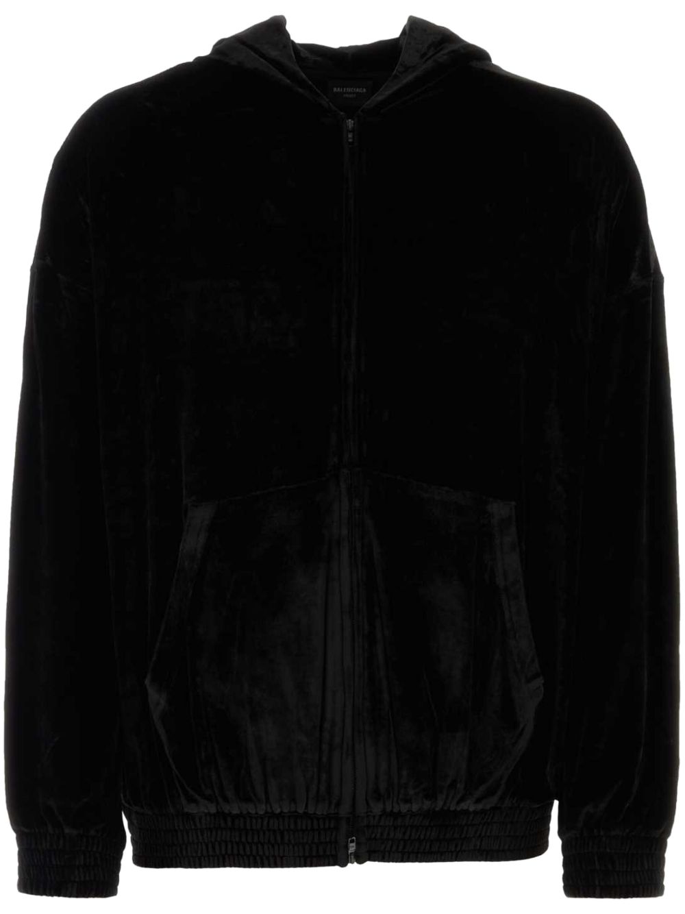 Balenciaga 水钻logo拉链连帽衫 - 黑色