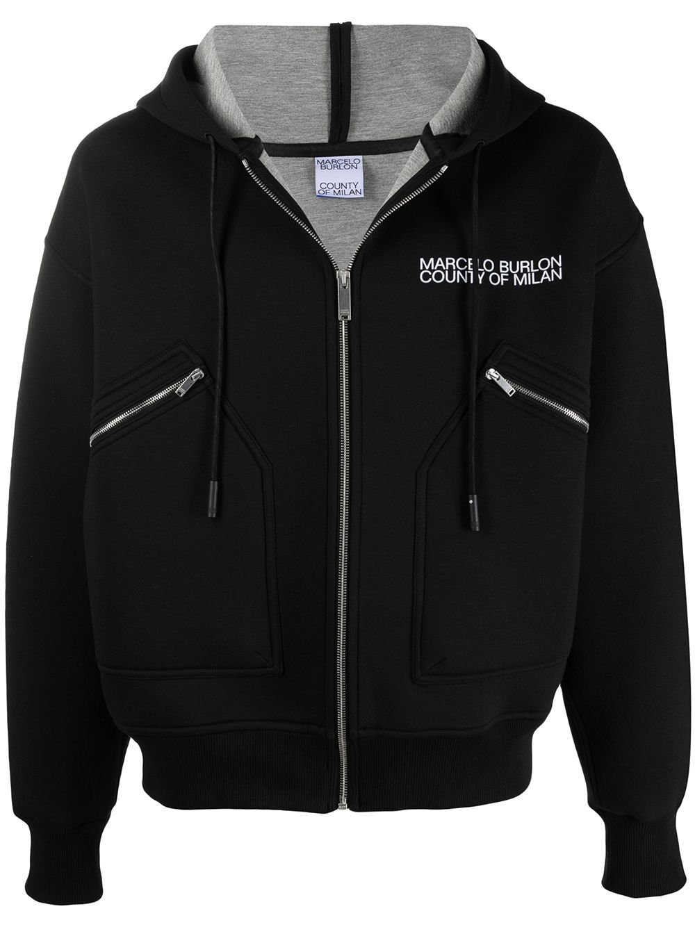 Marcelo Burlon County of Milan logo 连帽飞行员夹克 - 黑色