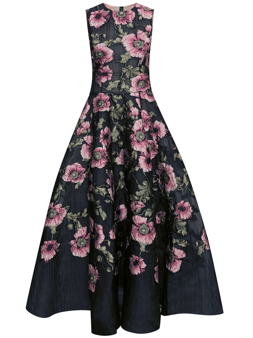 Oscar de la Renta Poppy 刺绣提花礼服 - 蓝色
