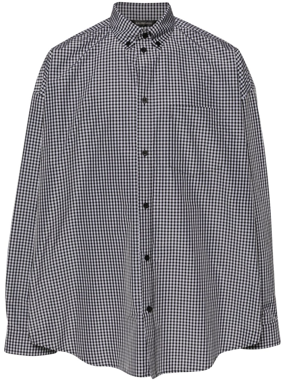 Balenciaga logo印花格纹衬衫 - 黑色