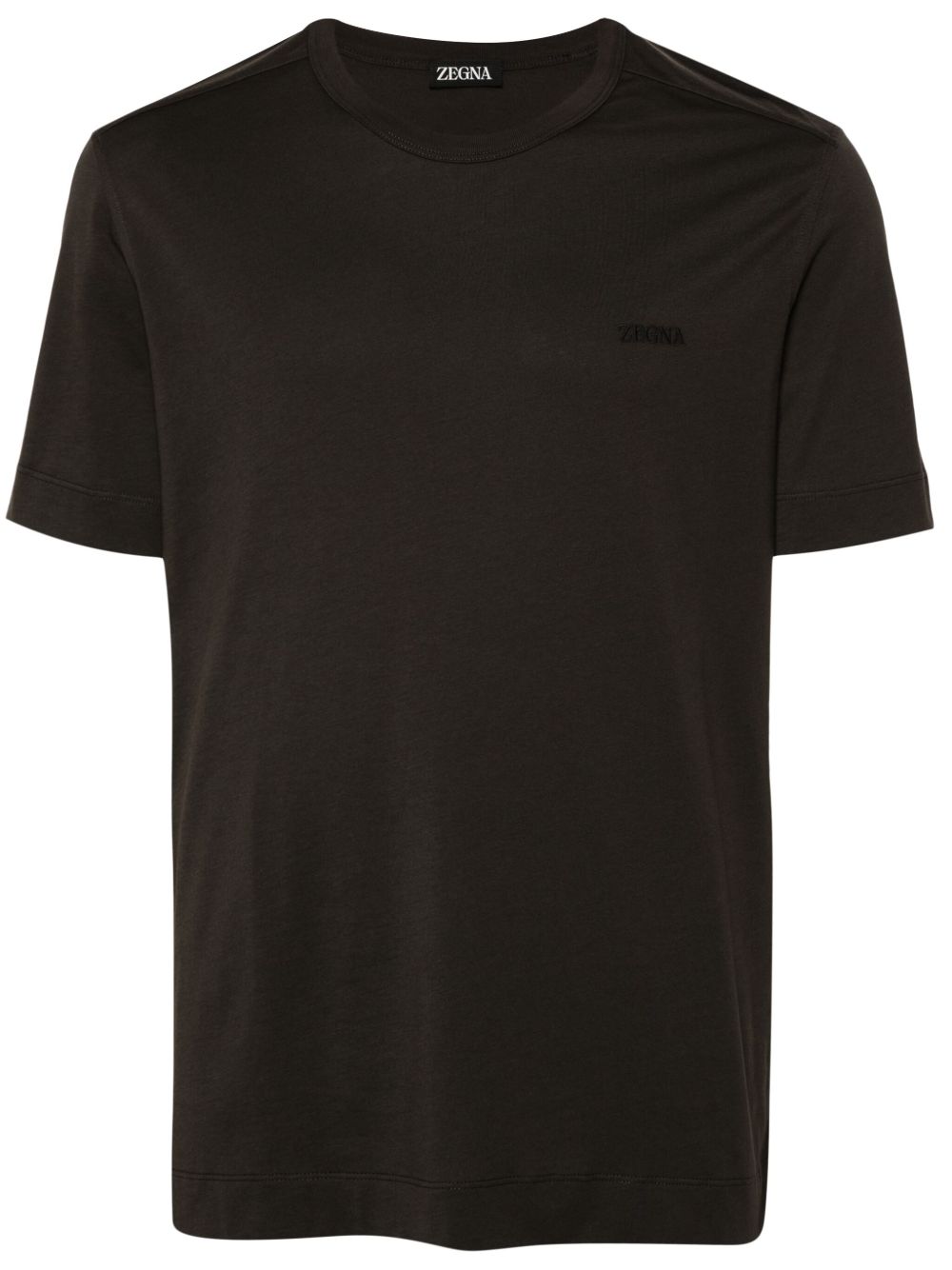 Zegna logo刺绣T恤 - 褐色
