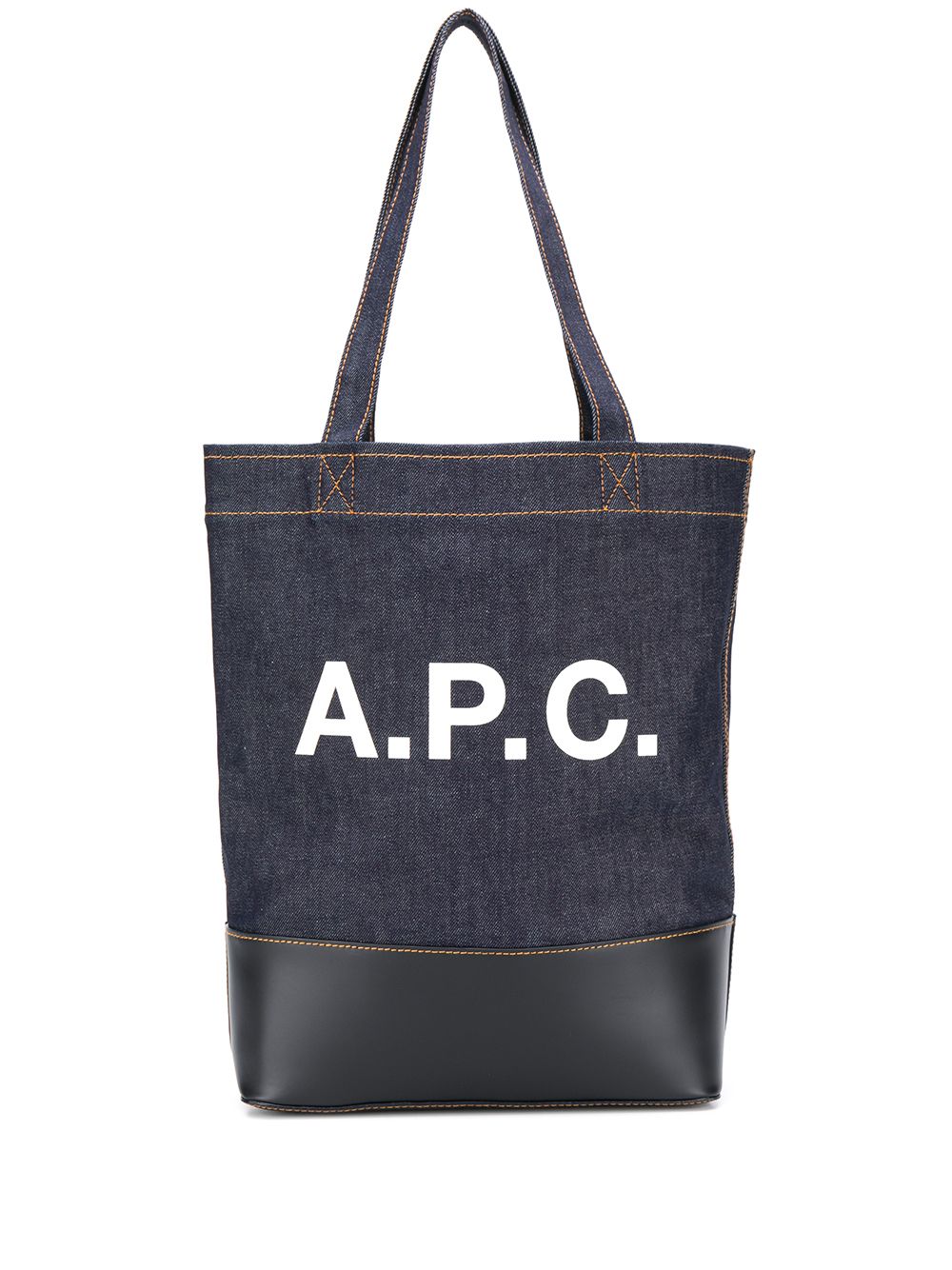 A.P.C. logo 印花牛仔托特包 - 蓝色