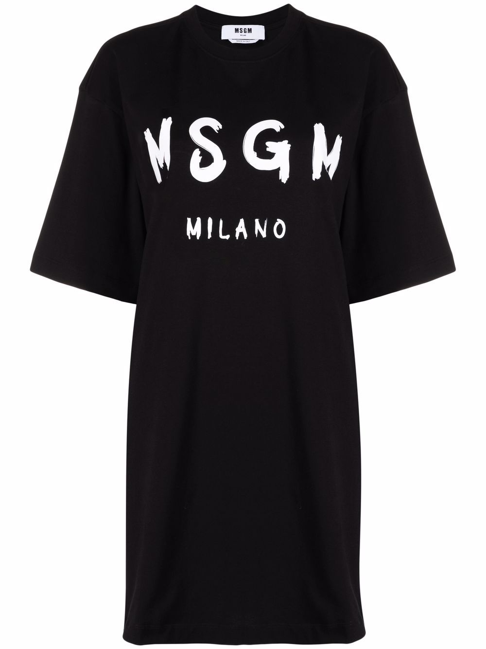 MSGM logo印花T恤式连衣裙 - 黑色
