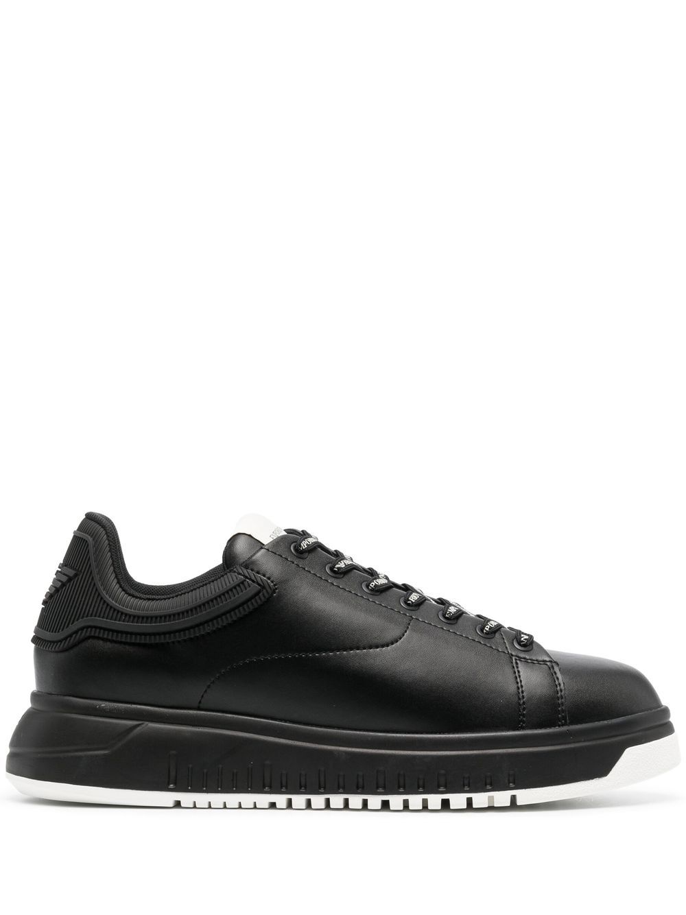Emporio Armani 系带低帮运动鞋 - 黑色