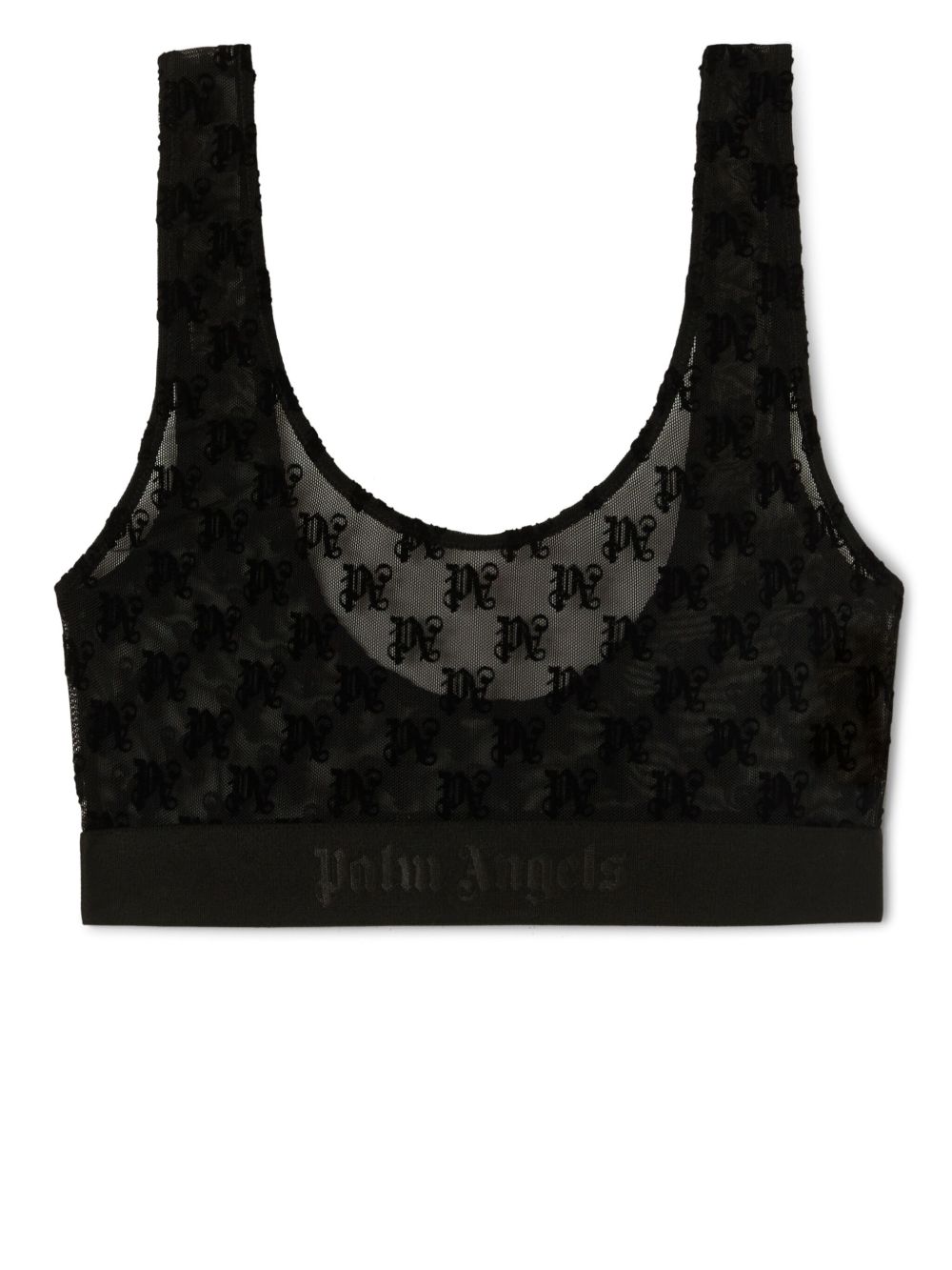 Palm Angels 经典logo图案蕾丝文胸 - 黑色