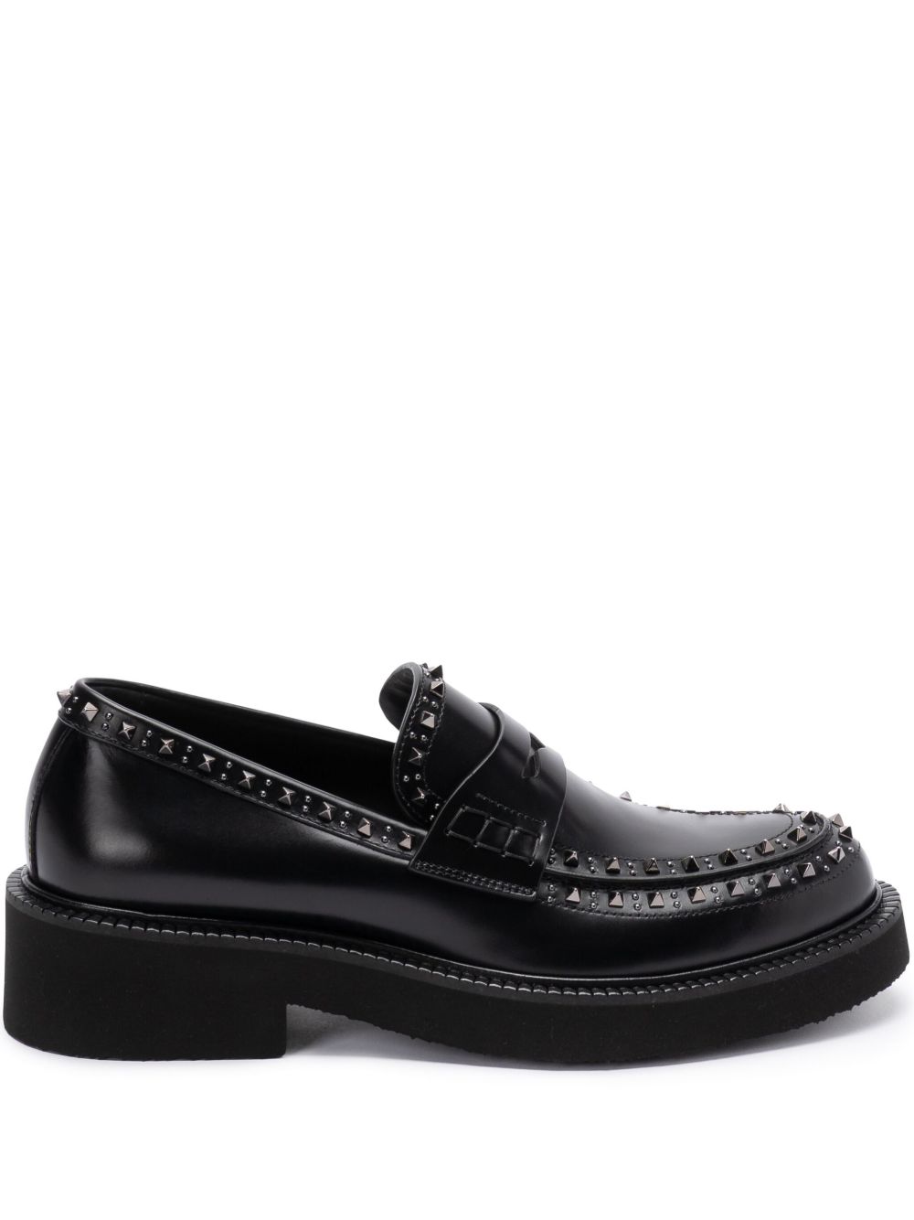 Valentino Garavani Rockstud 皮质乐福鞋 - 黑色