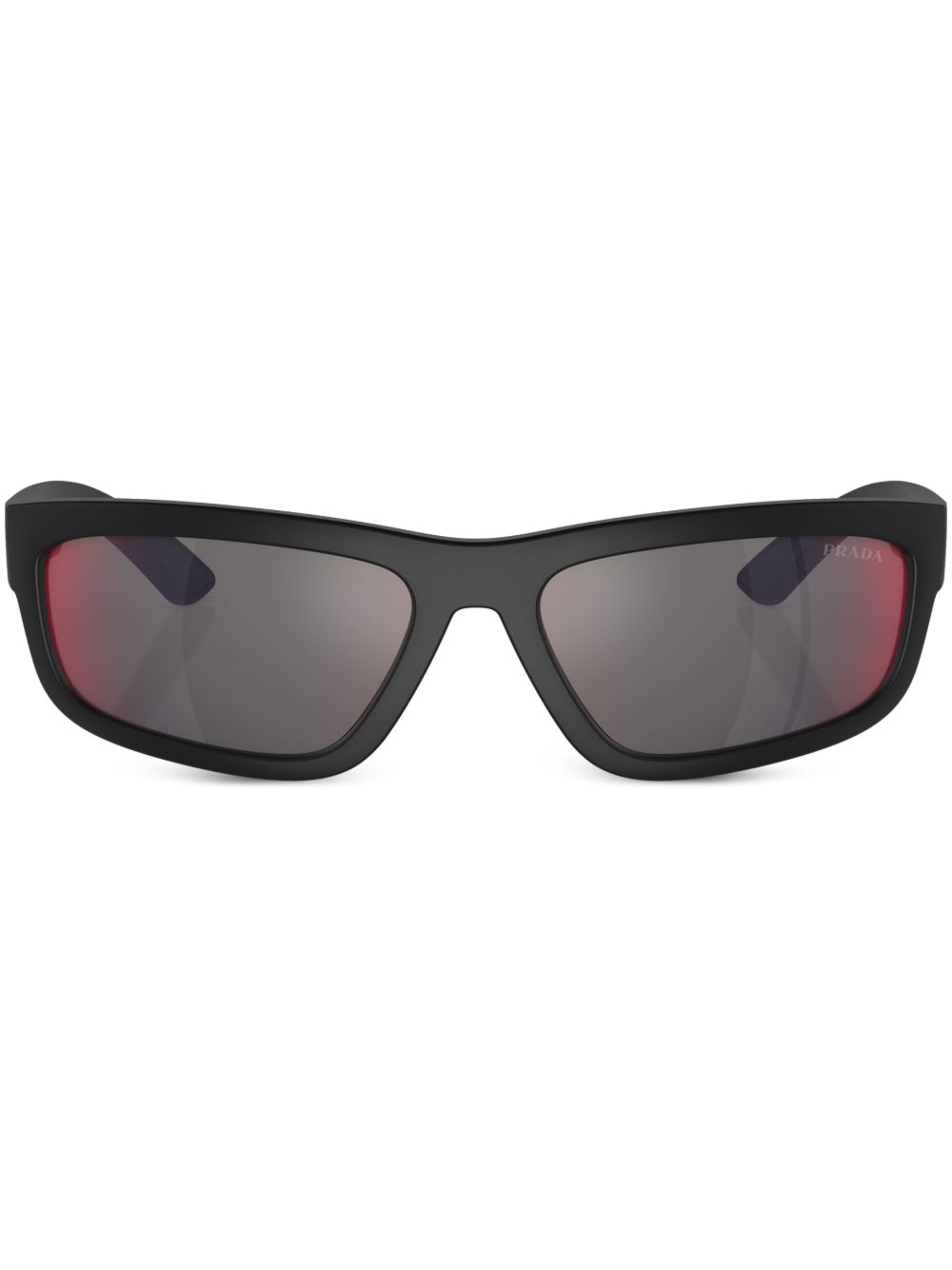 Prada Linea Rossa 印花长方形镜框太阳眼镜 - 黑色