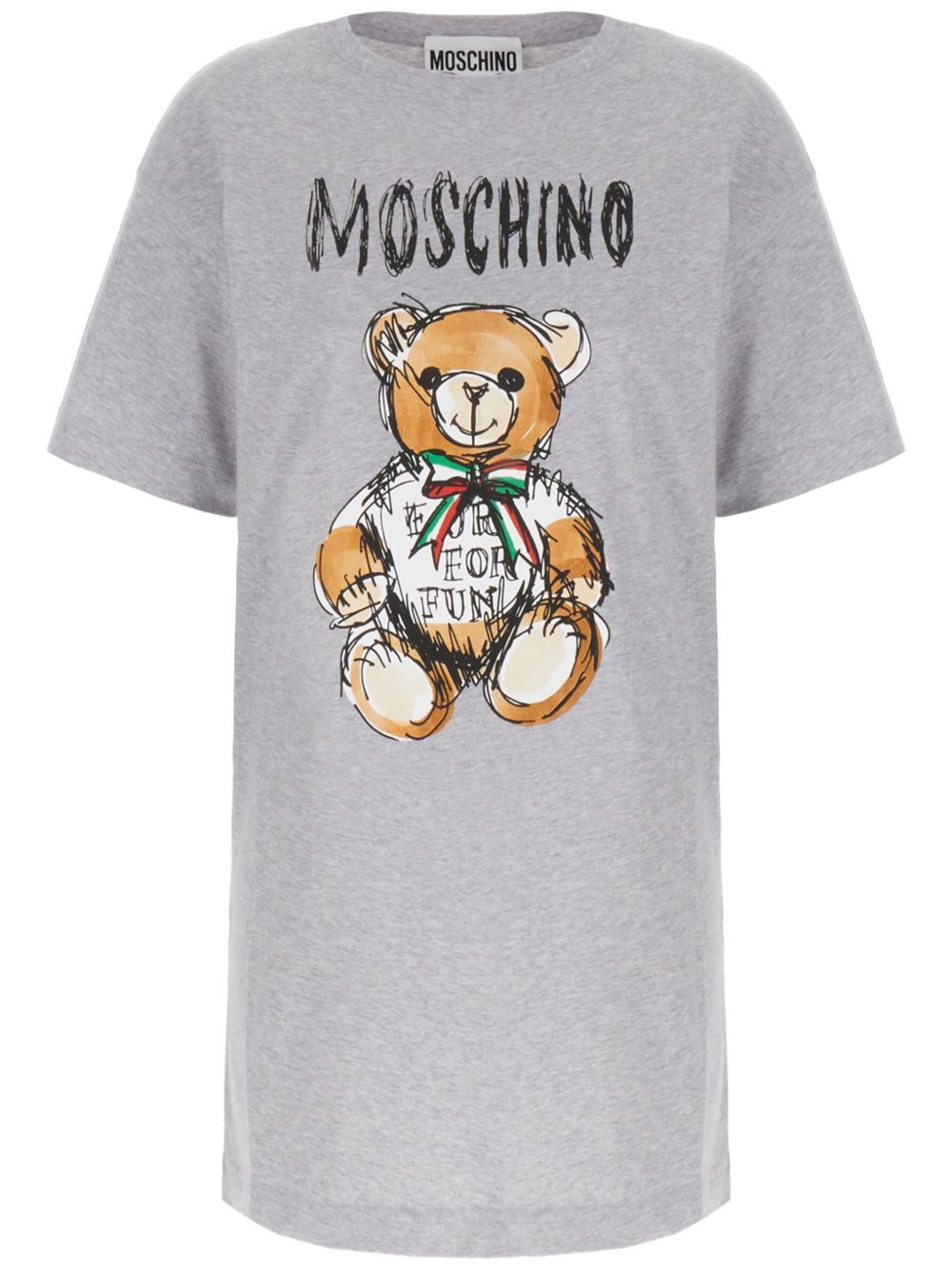 Moschino 泰迪熊棉连衣裙 - 灰色