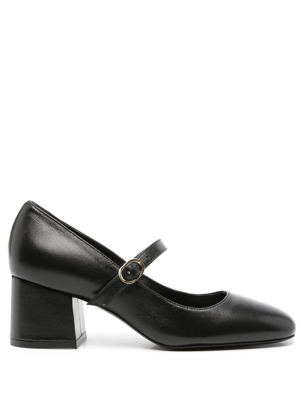 Stuart Weitzman 皮质玛丽珍中跟鞋 - 黑色