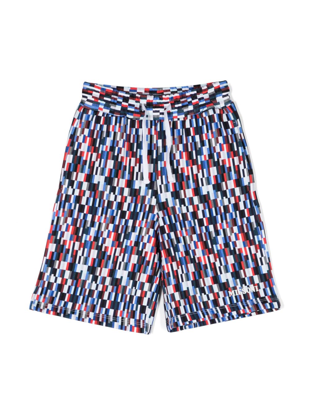 Missoni Kids 几何图案印花棉短裤 - 蓝色