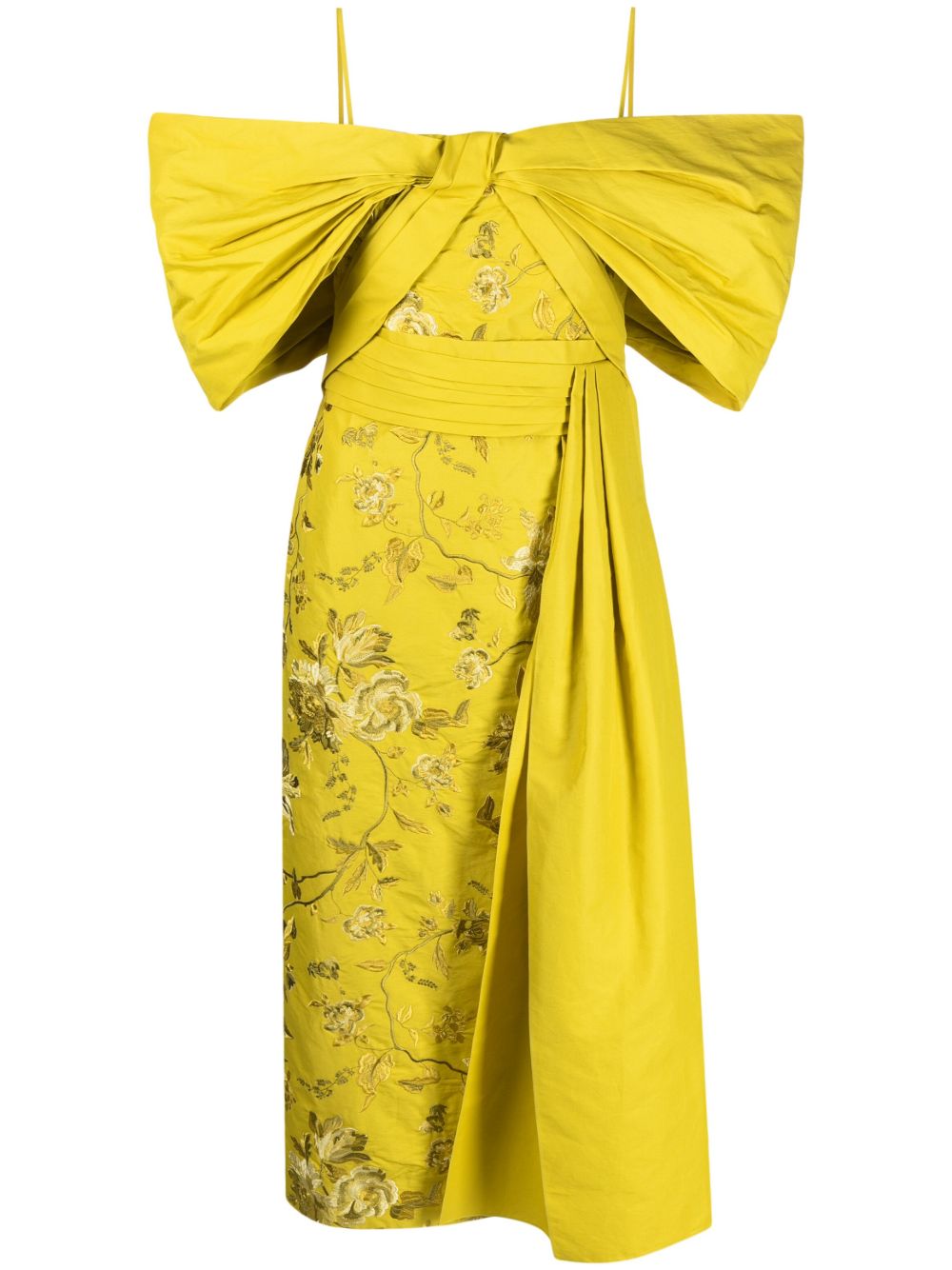 ERDEM Evora 露肩刺绣连衣裙 - 黄色