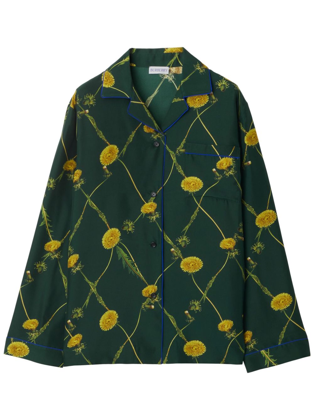 Burberry 蒲公英印花真丝睡衣衬衫 - 绿色