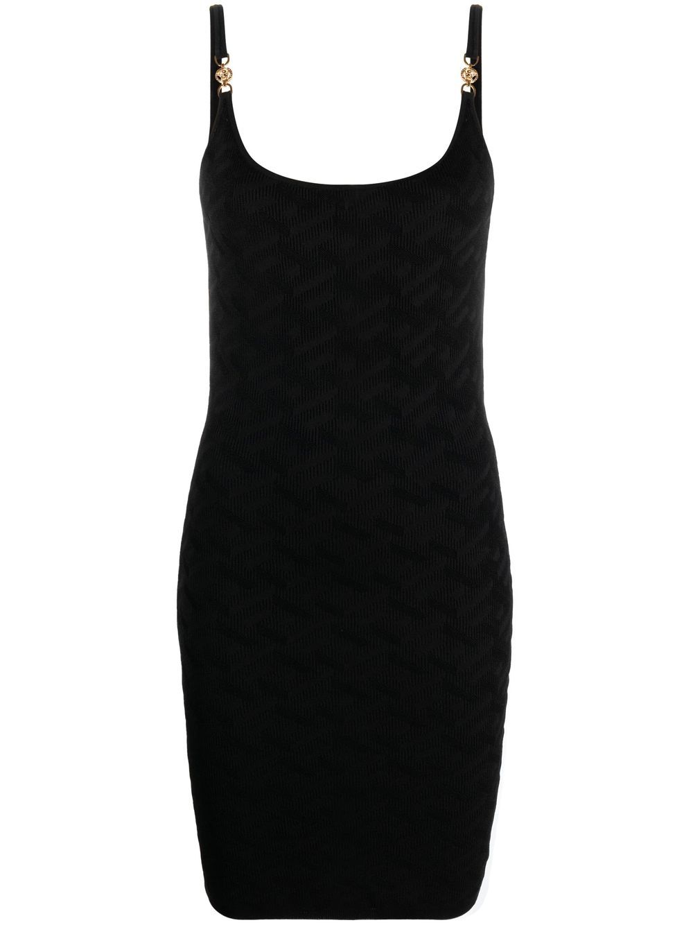 Versace La Greca 图案针织连衣裙 - 黑色
