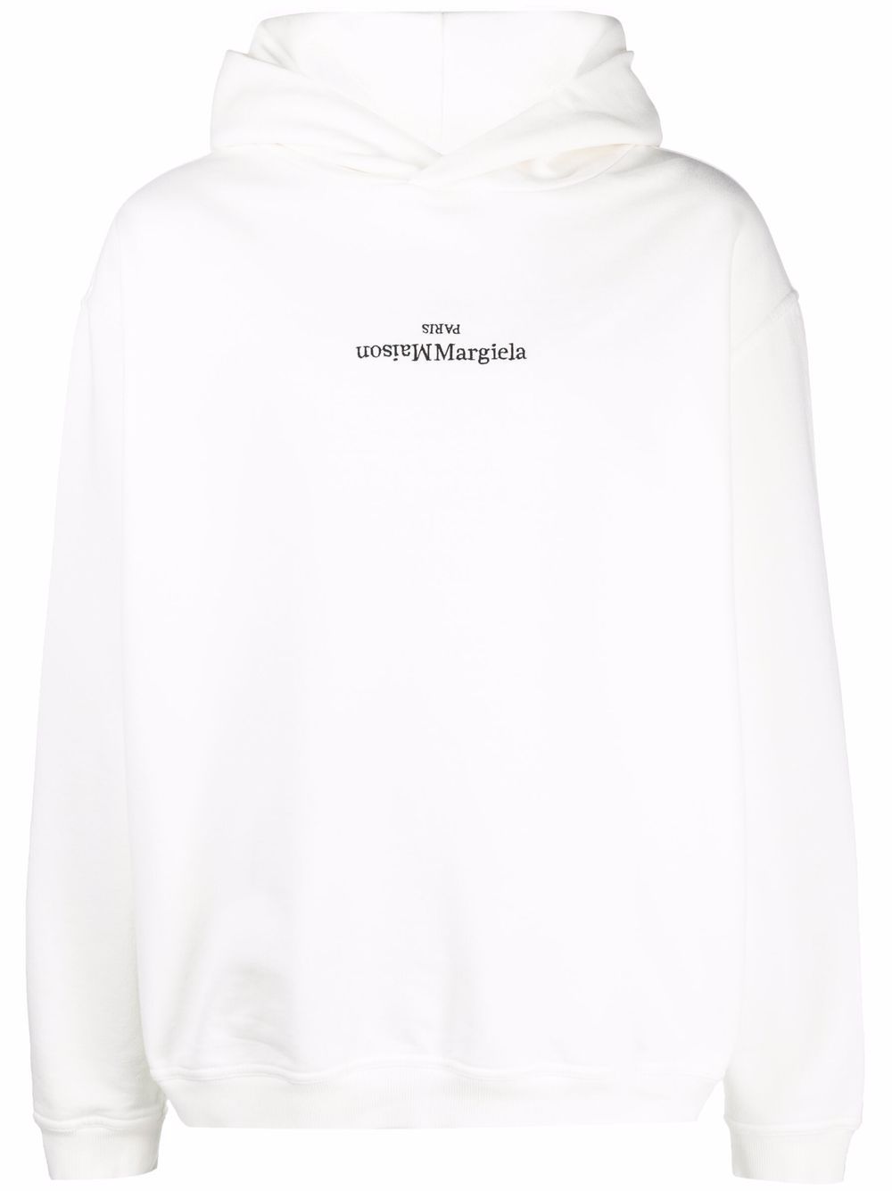 Maison Margiela logo刺绣棉连帽衫 - 白色