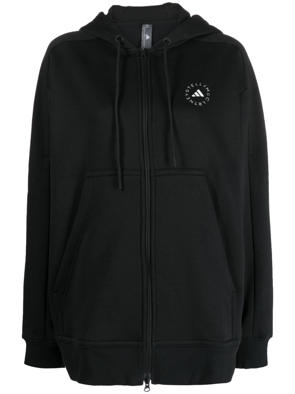 adidas by Stella McCartney logo印花拉链连帽衫 - 黑色