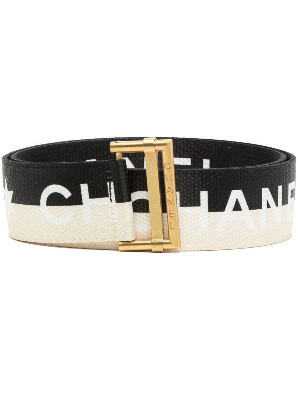 CHANEL Pre-Owned 帆布logo印花腰带（2001年典藏款） - 黄色