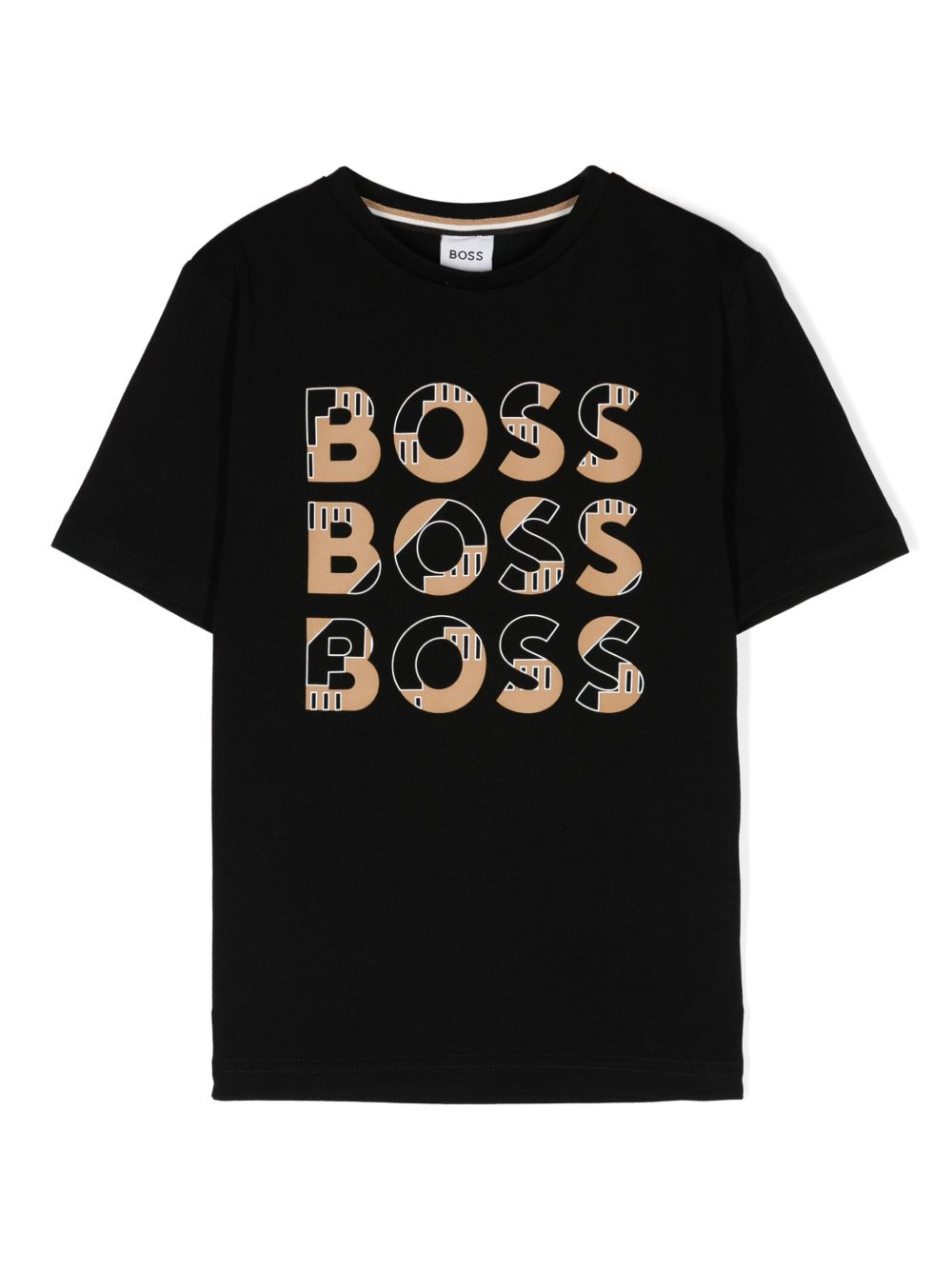 BOSS Kidswear logo印花棉T恤 - 黑色
