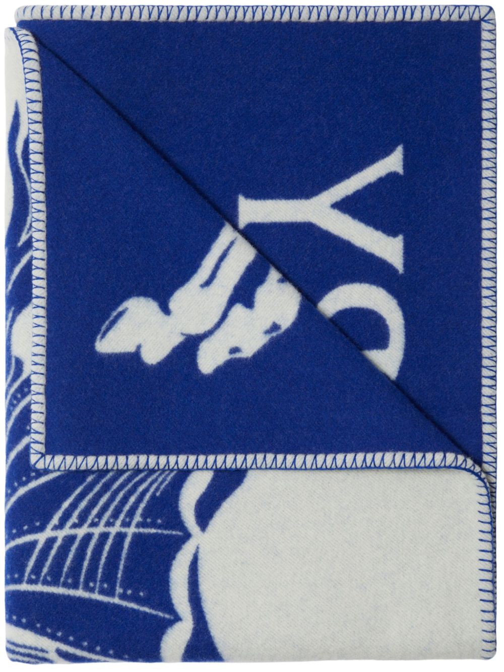 Burberry EKD 提花羊毛毯子 - 黑色