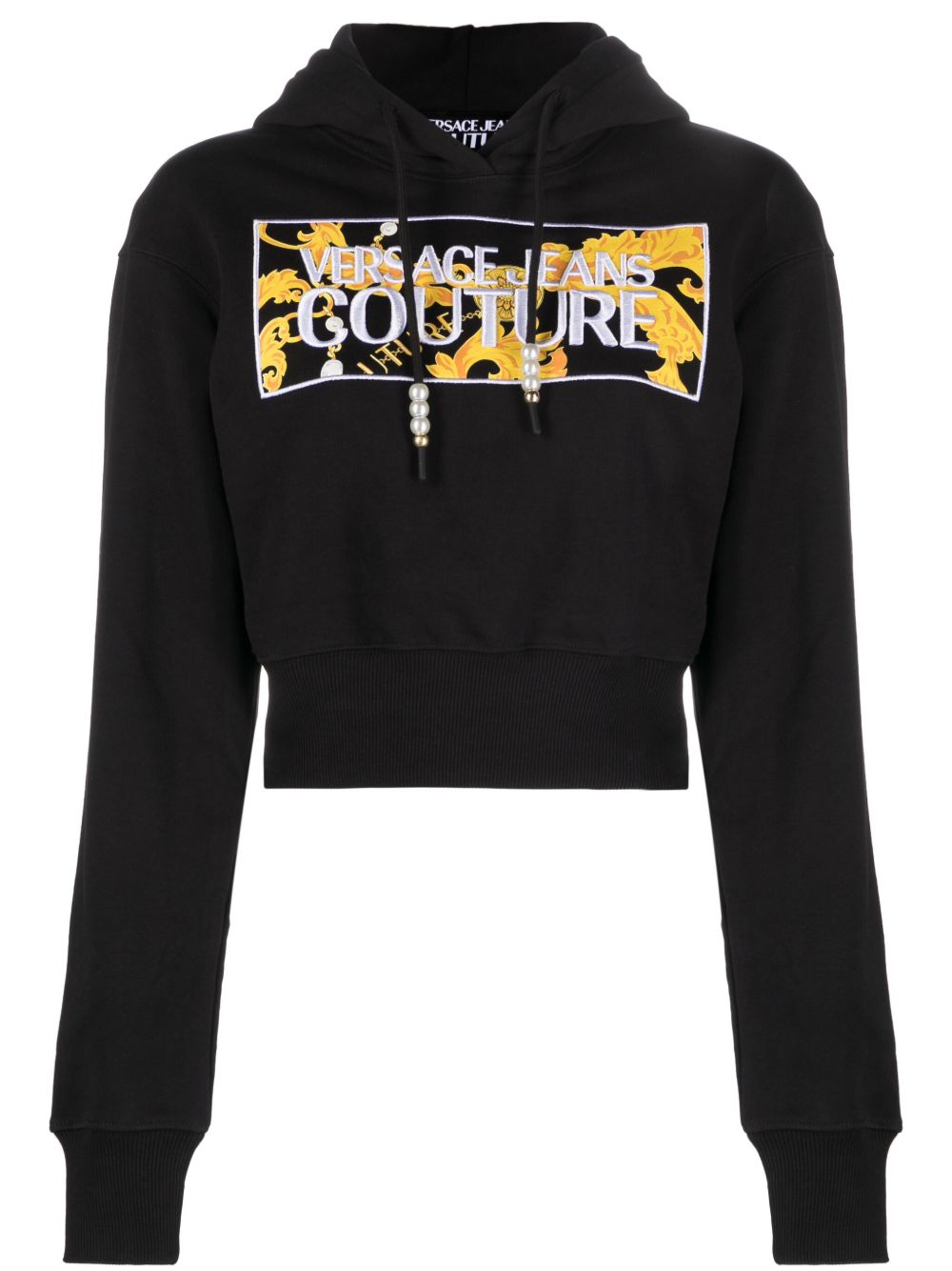 Versace Jeans Couture 标贴短款连帽衫 - 黑色