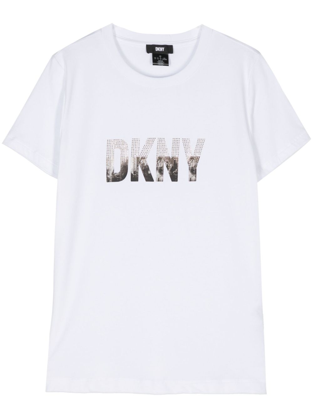 DKNY logo水钻缀饰T恤 - 白色