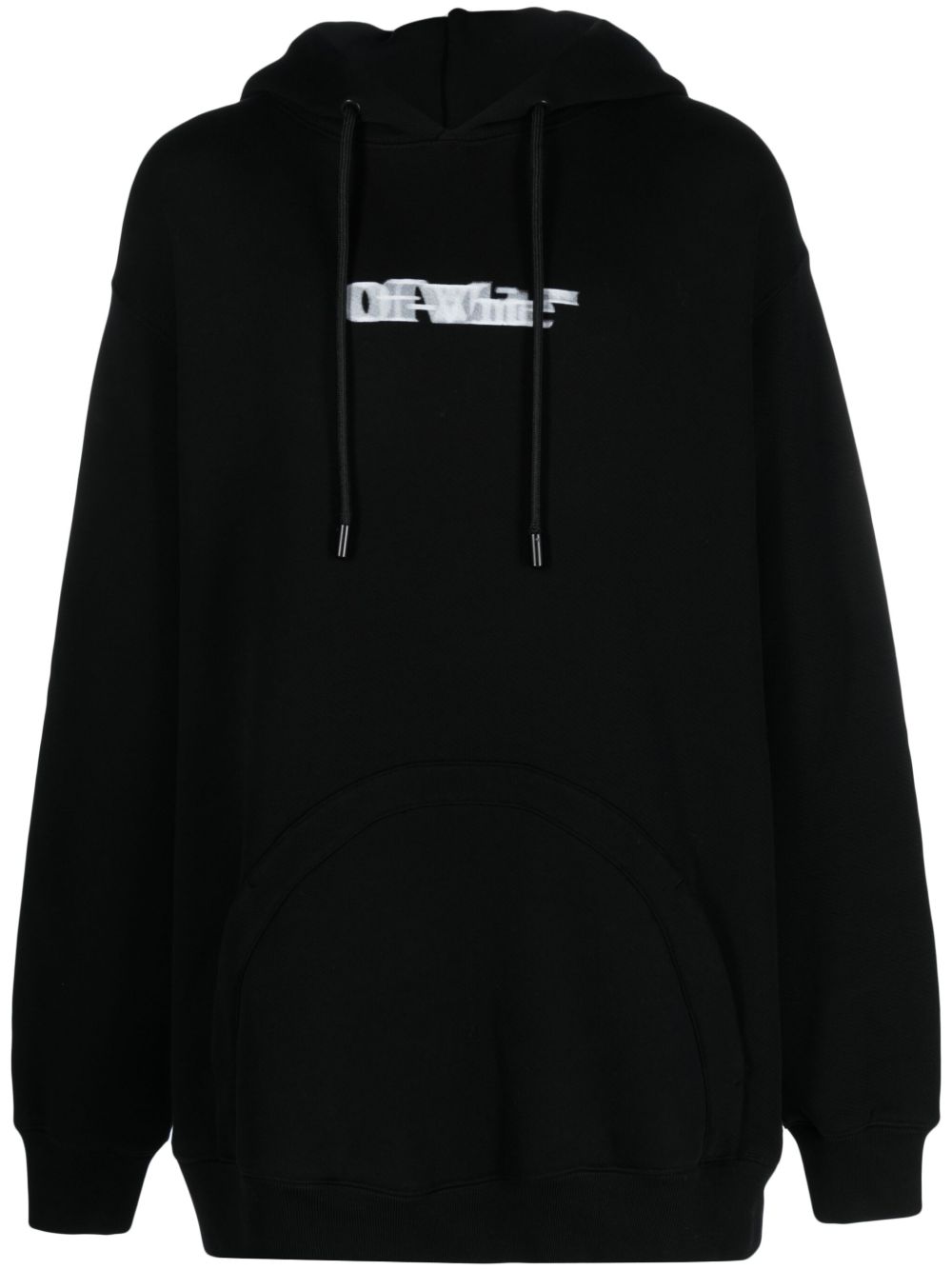 Off-White logo印花棉连帽衫 - 黑色