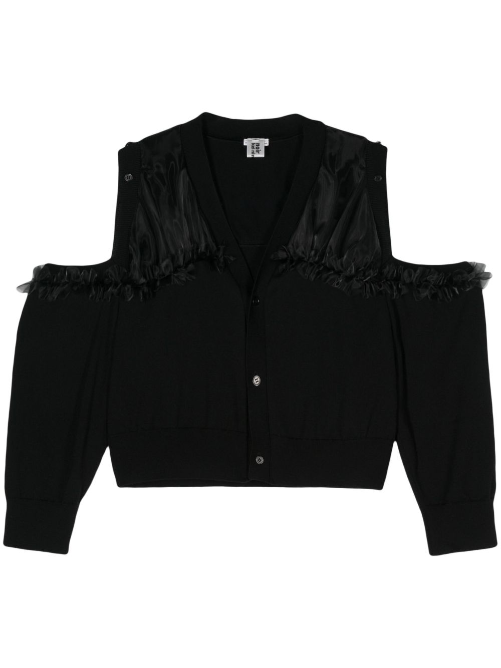 Noir Kei Ninomiya 荷叶边细节开衫 - 黑色