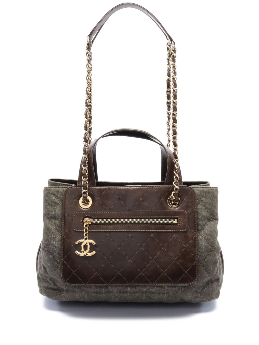 CHANEL Pre-Owned 菱纹绗缝两用手提包（2016-2017年典藏款） - 绿色