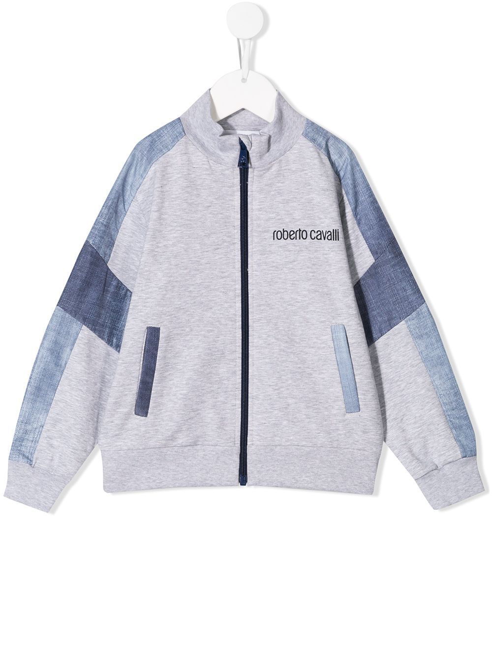 Roberto Cavalli Junior 牛仔补丁运动夹克 - 灰色