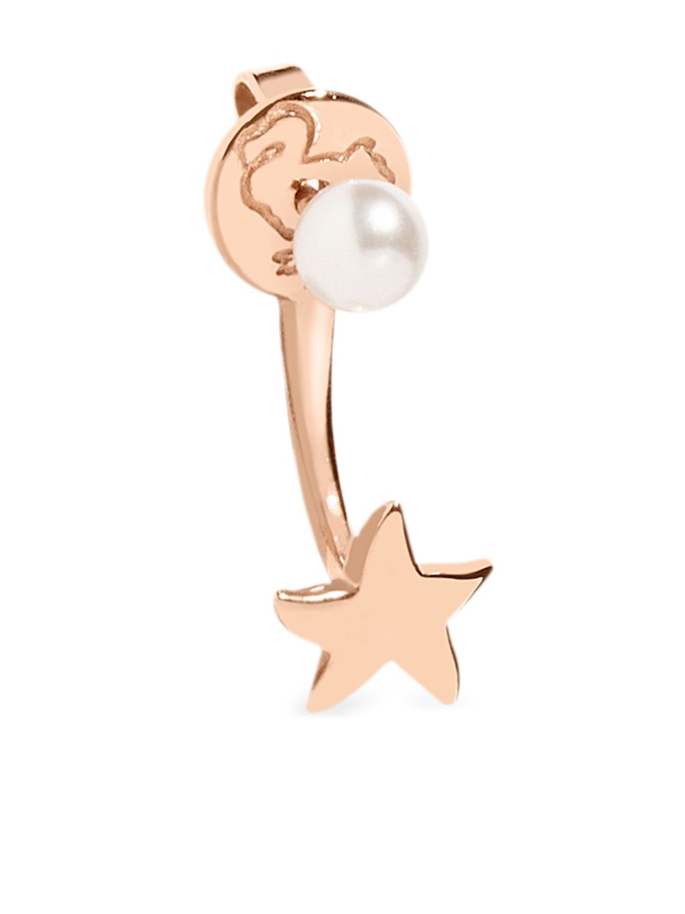 Dodo 9K玫瑰金 Stellina 珠饰单只扇形耳环 - 粉色