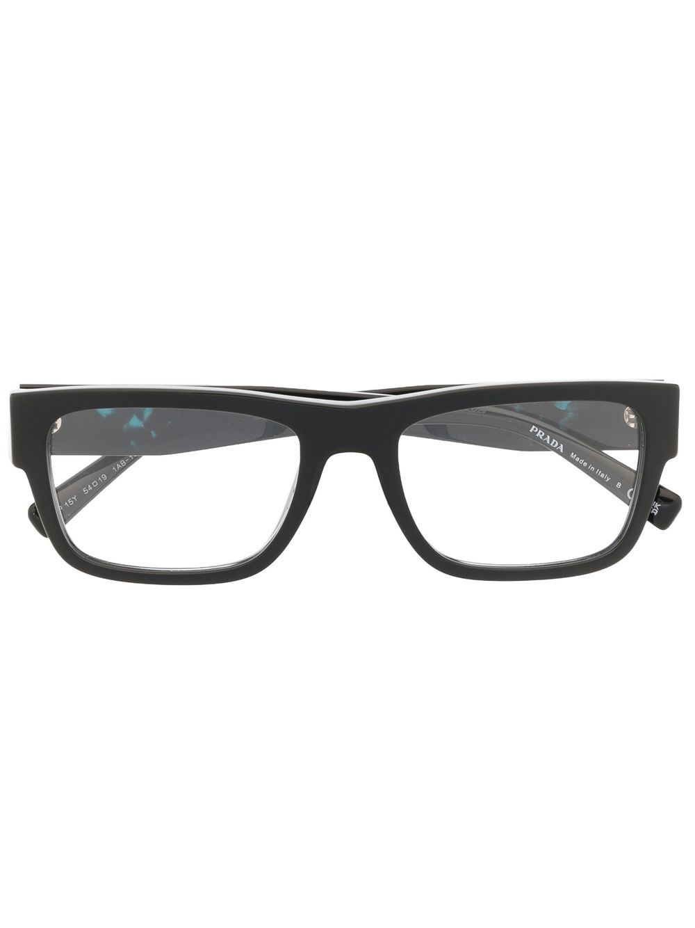 Prada Eyewear 普拉达 长方形框眼镜 - 黑色