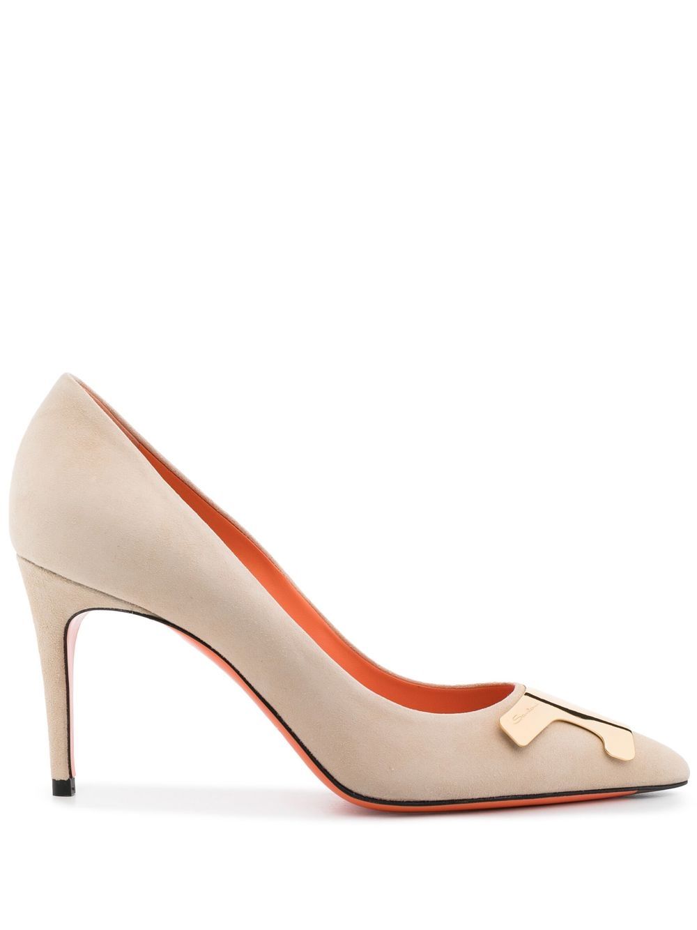Santoni 绒面皮高跟鞋 - 中性色