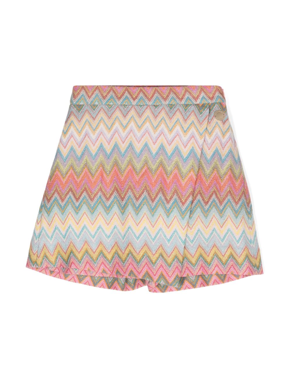 Missoni Kids 人字纹图案针织短裤 - 粉色