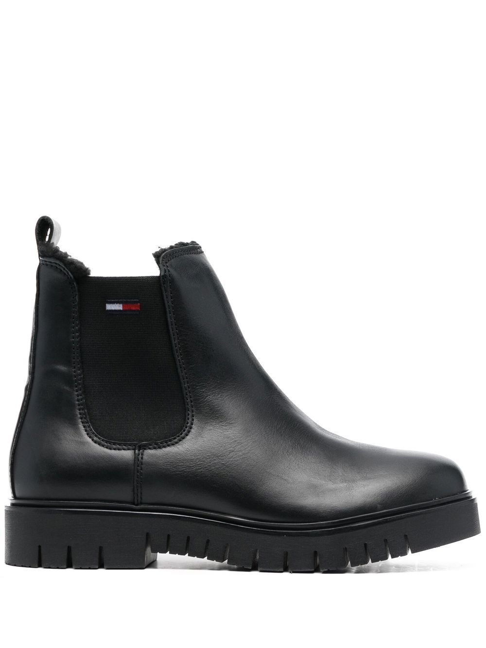 Tommy Jeans Warmlined 皮质切尔西靴 - 黑色
