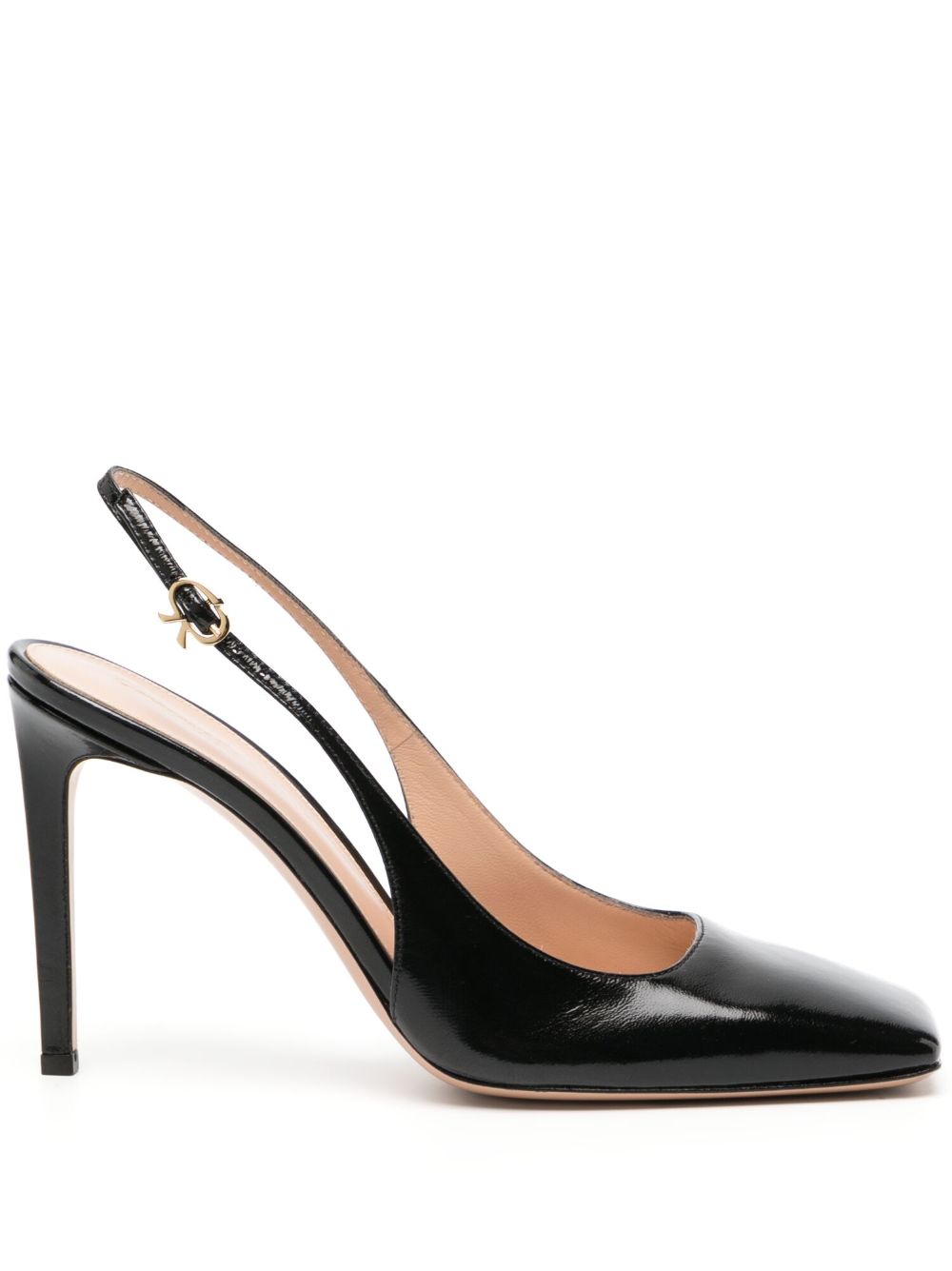 Gianvito Rossi 亮面裹踝高跟鞋 - 黑色