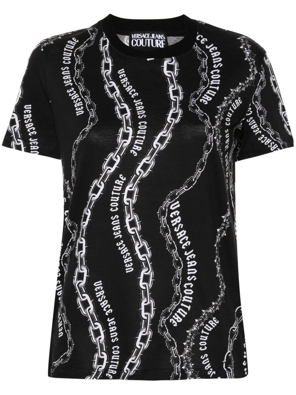 Versace Jeans Couture Chain Couture 印花T恤 - 黑色