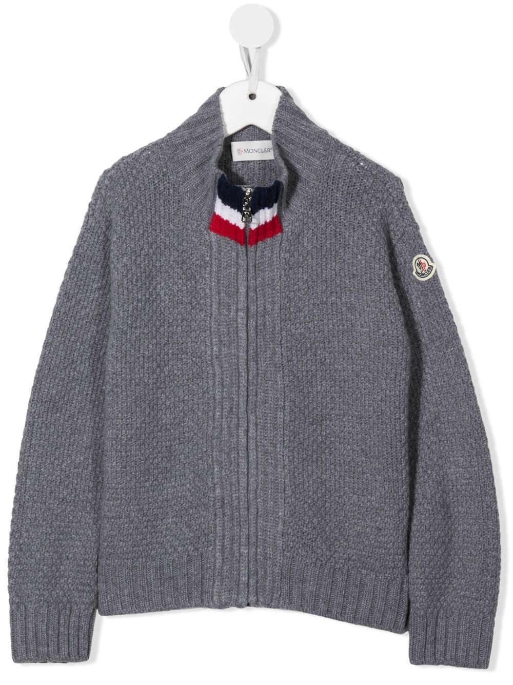 Moncler Enfant 盟可睐 Enfant 条纹细节初剪羊毛开衫 - 灰色