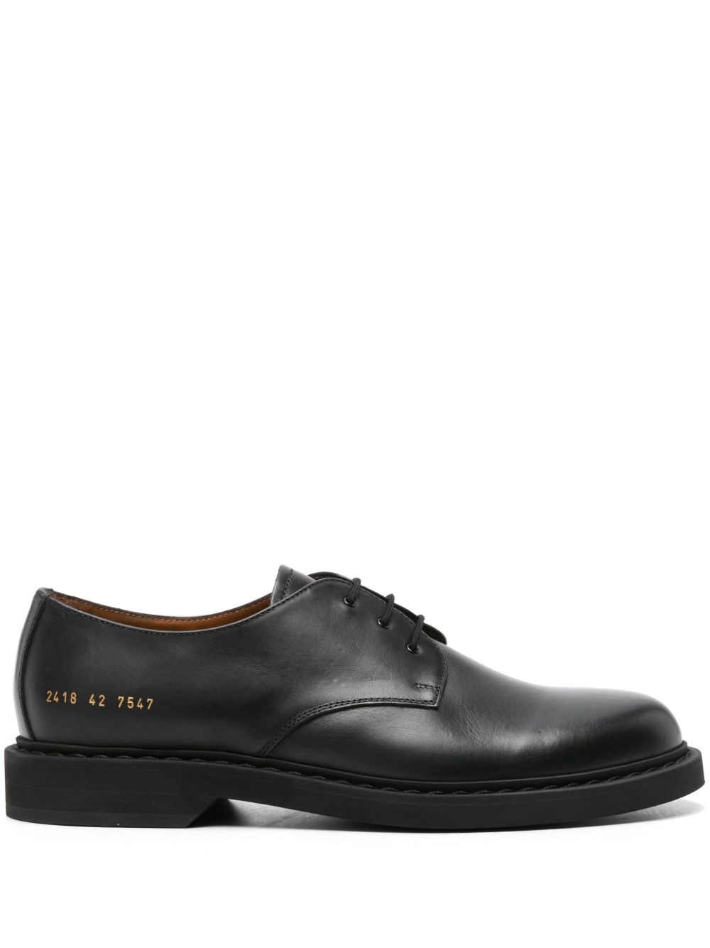 Common Projects 盖印数字皮质德比鞋 - 黑色