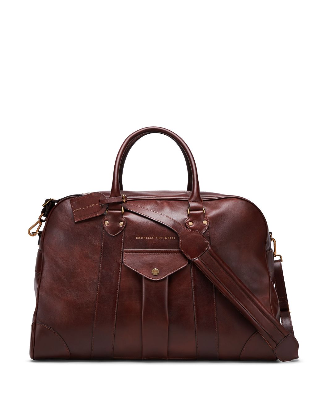 Brunello Cucinelli logo标牌旅行包 - 褐色