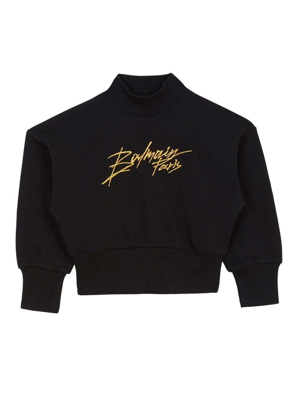 Balmain Kids logo刺绣短款卫衣 - 黑色