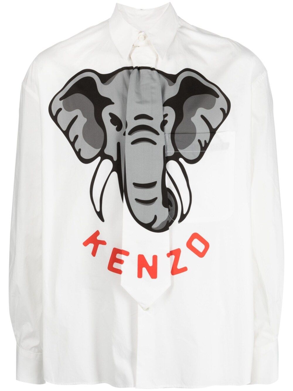 Kenzo Kenzo Elephant 印花系带细节衬衫 - 白色