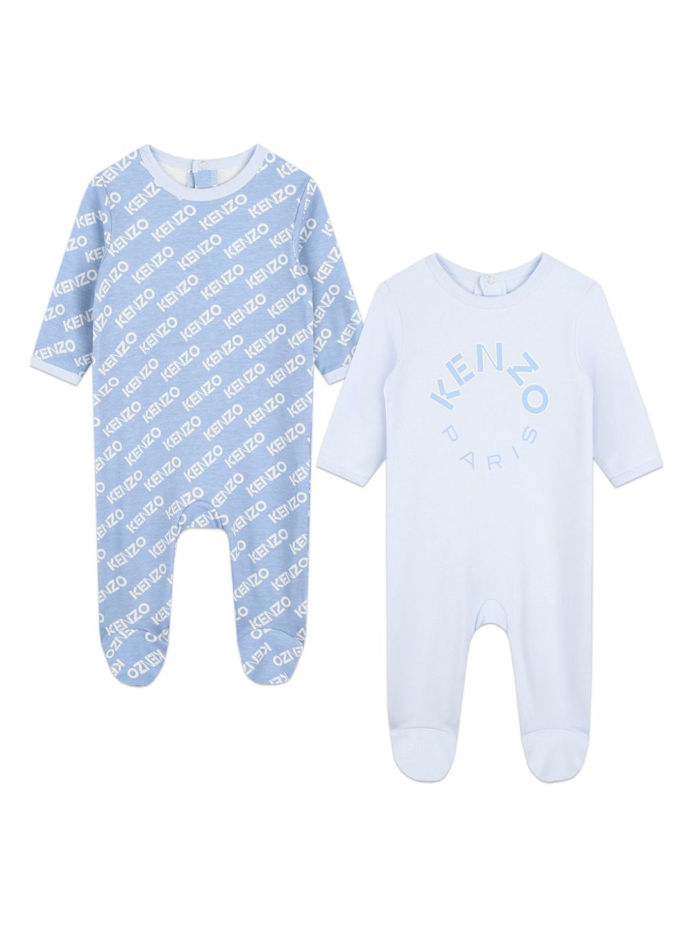 Kenzo Kids logo印花棉睡衣套装（两件装） - 蓝色