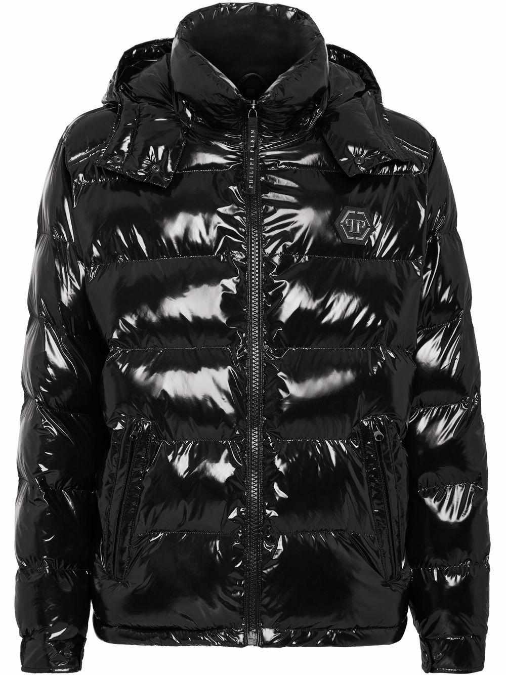 Philipp Plein 亮面填充夹克 - 黑色